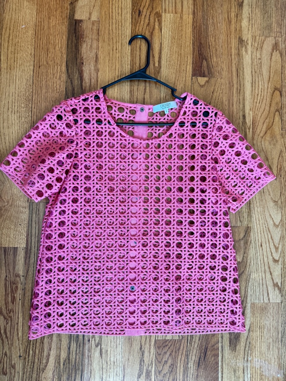 CROSBY Pink Short-Sleeve Crochet Top